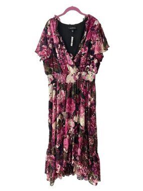 Lane Bryant Black Floral Chiffon Dress  Size 18/20